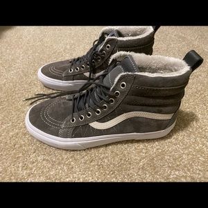 Vans high top sneakers with faux fur lining